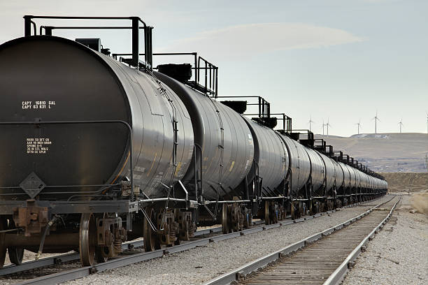 Railroad tank cars on a railroad siding